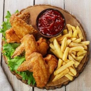 Yam Chips with Chicken Wings